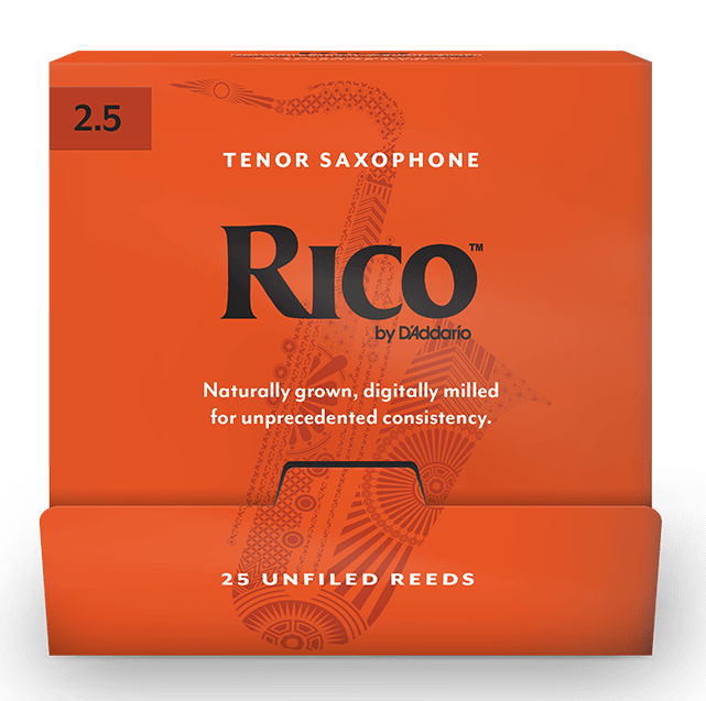 Трости для Тенор-саксофона D'Addario Rico № 2,5 unfiled, в индивидуальной упаковке (25 шт.)