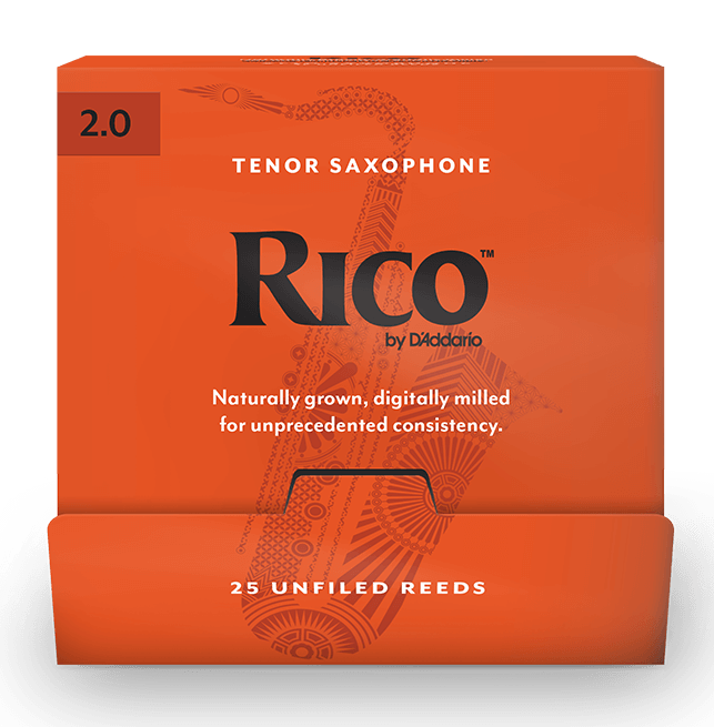 Трости для Тенор-саксофона D'Addario Rico № 2 unfiled, в индивидуальной упаковке (25 шт.)