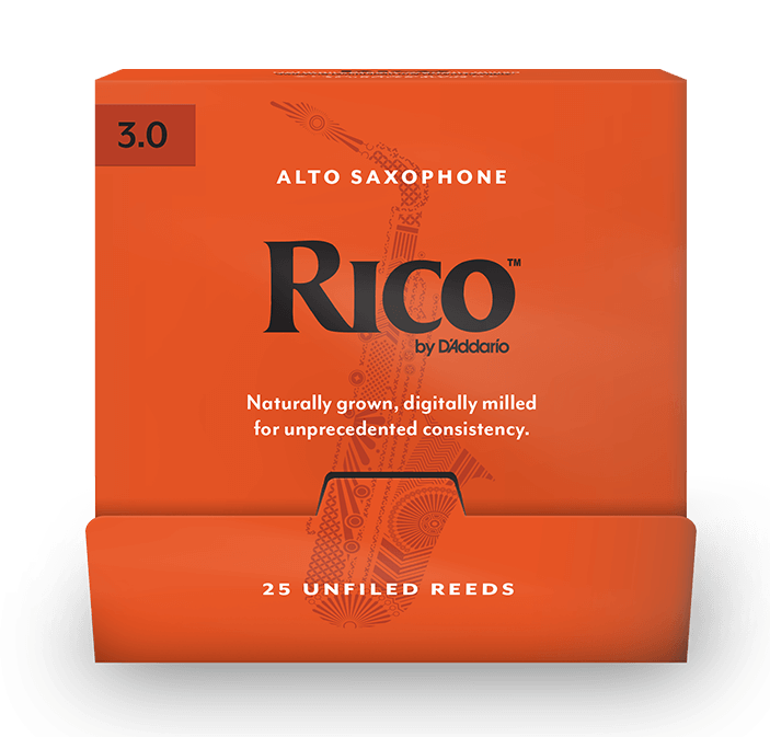 Трости для Альт-саксофона D'Addario Rico № 3 unfiled, в индивидуальной упаковке (25 шт.)
