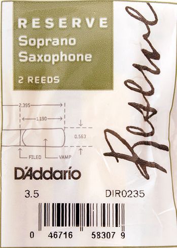 Трости для Сопрано-саксофона D'Addario Reserve № 3,5 filed (2 шт.)