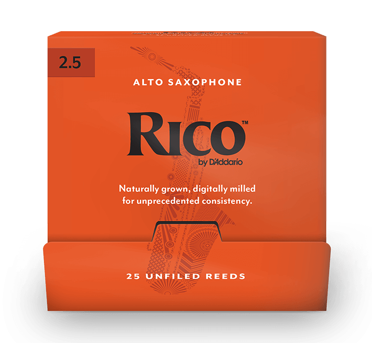 Трости для Альт-саксофона D'Addario Rico № 2,5 unfiled, в индивидуальной упаковке (25 шт.)