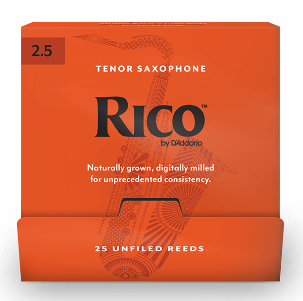 Трости для Тенор-саксофона D'Addario Rico № 2,5 unfiled, в индивидуальной упаковке (25 шт.)