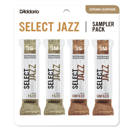 Набор тростей для Сопрано-саксофона D’Addario Select Jazz Sampler Pack № 3S-3M (4 шт.)