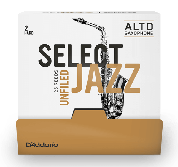 Трости для Альт-саксофона D'Addario Select Jazz № 2 Hard, unfiled, в индивидуальной упаковке (25 шт.)