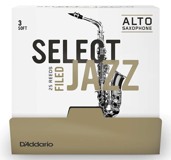 Трости для Тенор-саксофона D'Addario Select Jazz № 3 Soft filed, в индивидуальной упаковке (25 шт.)