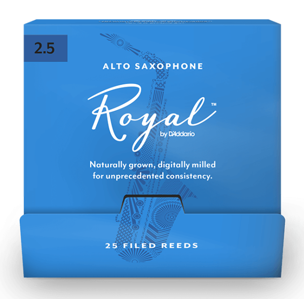Трости для Альт-саксофона D'Addario Royal № 2,5 filed, в индивидуальной упаковке (25 шт.)