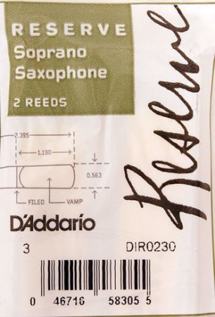Трости для Сопрано-саксофона D'Addario Reserve № 3 filed (2 шт.)