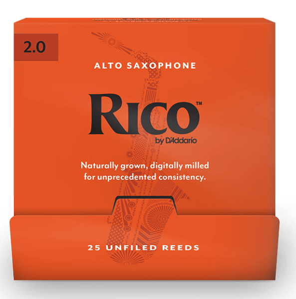 Трости для Альт-саксофона D'Addario Rico № 2 unfiled, в индивидуальной упаковке (25 шт.)