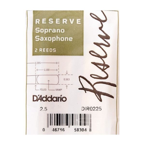 Трости для Сопрано-саксофона D'Addario Reserve № 2,5 filed (2 шт.)