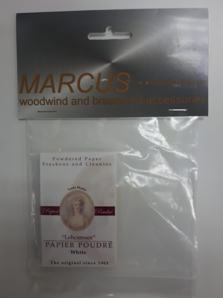 Бумага матирующая порошковая для протирки клапанов (Флейта, Кларнет, Саксофон) Marcus Powder-Paper Flute Clarinet Saxophone 65 листов 50х70 мм